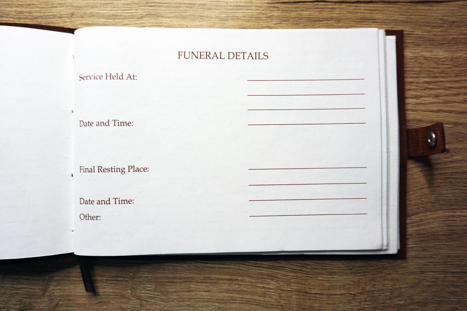 Funeral details page
