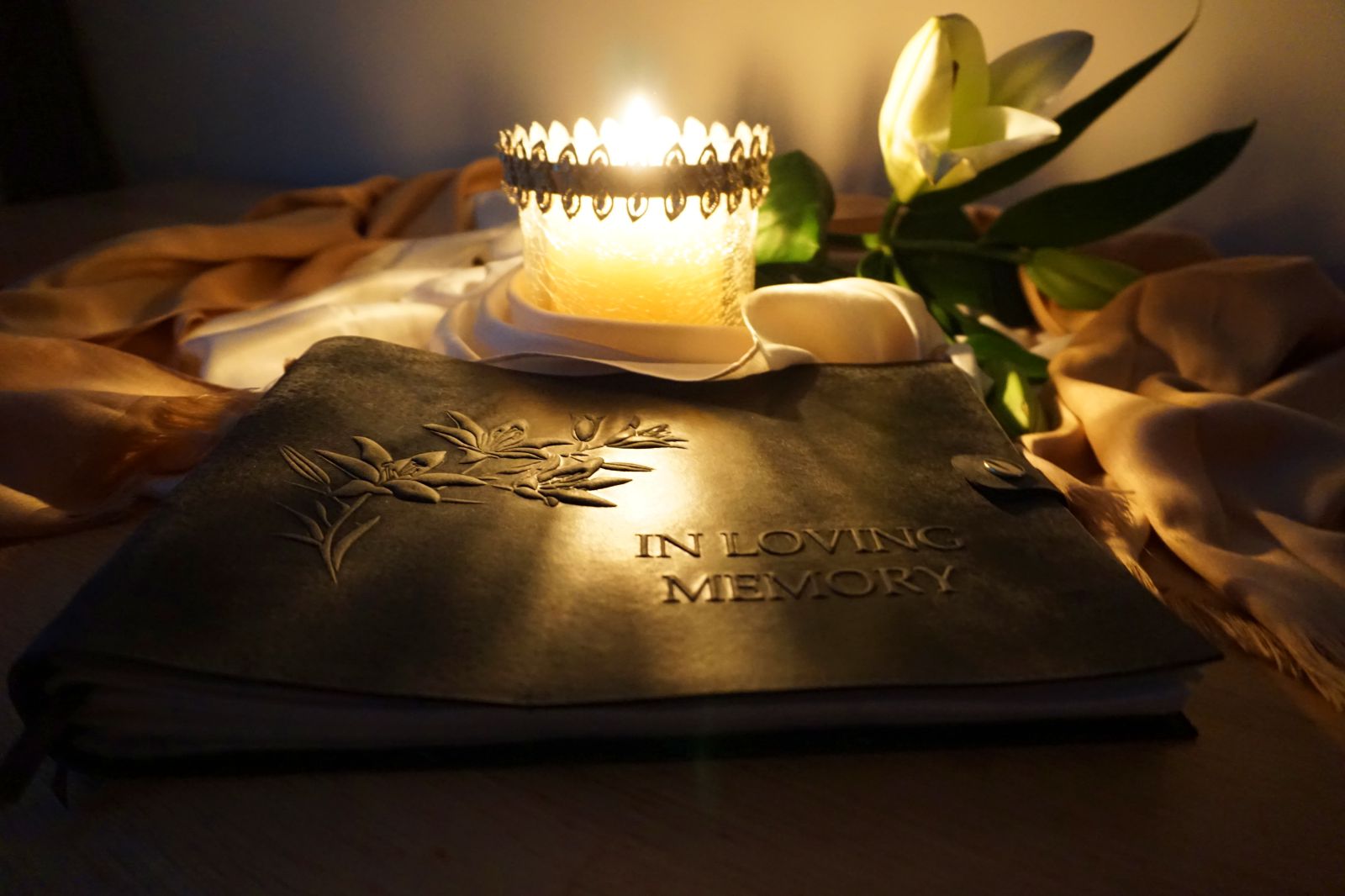 Premium book with presentation box and candle scene